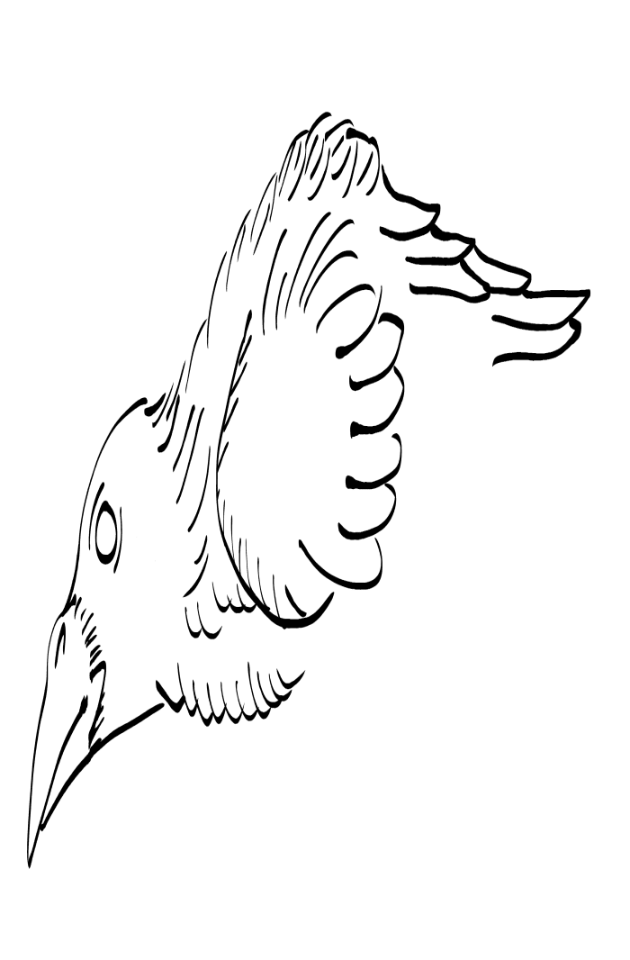 Crow Raven -ukiyo-e BlackandWhite4-(からす) by RedSparkle (11-2019)