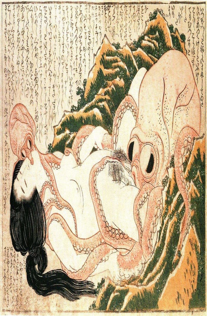 The Dream of the Fisherman's Wife, hokusai, 1814, shunga