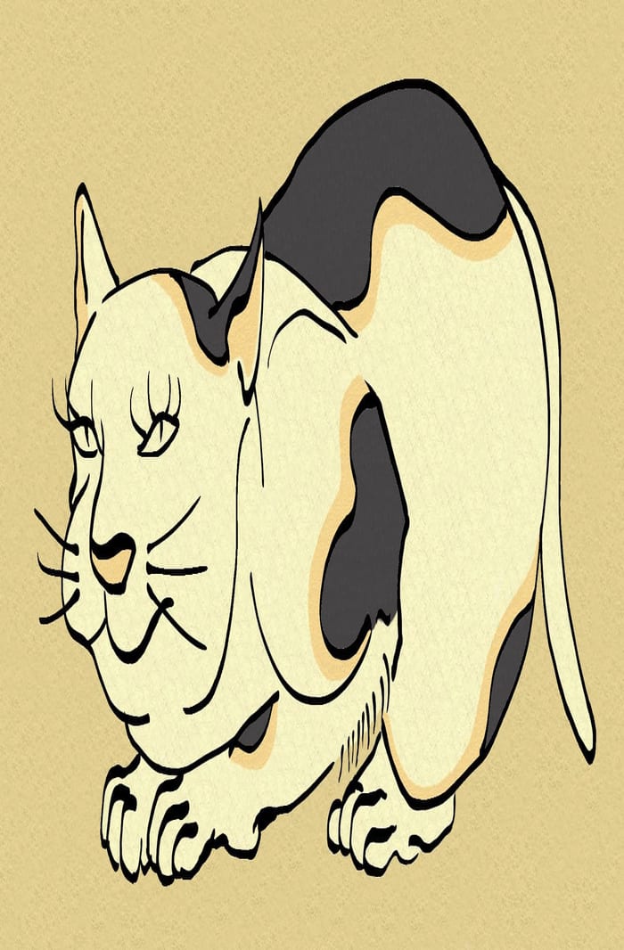 Cat -ukiyo-e Color-(猫) by RedSparkle (12-2019)