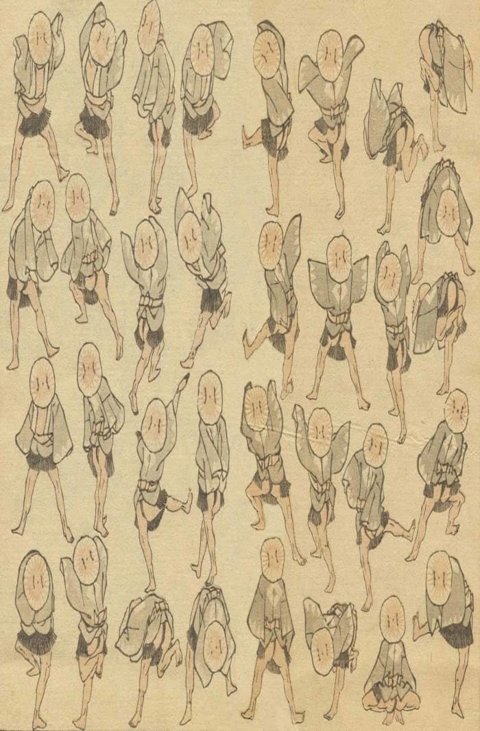 Dancing sketch, Hokusai Manga, ukiyo-e
