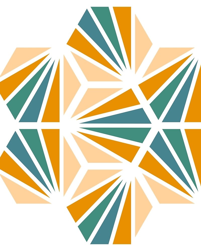 Geometric Pattern: Hexagon Ray: Deco / Red Wolf