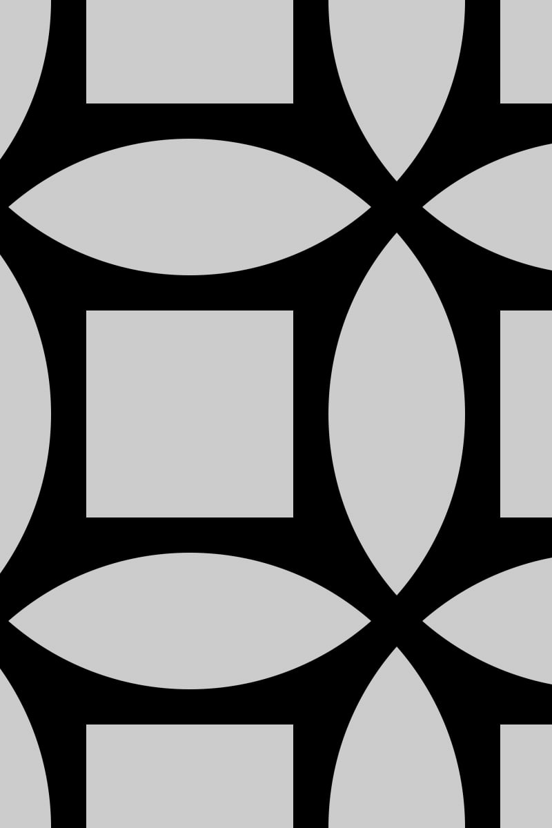 Geometric Pattern: Intersect Square: Black Monochrome / Red Wolf