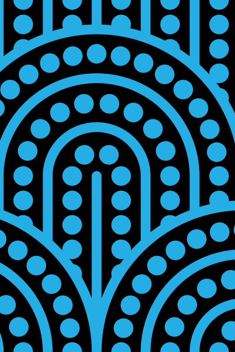 Geometric Pattern: Arch Dot: Black Background / Red Wolf