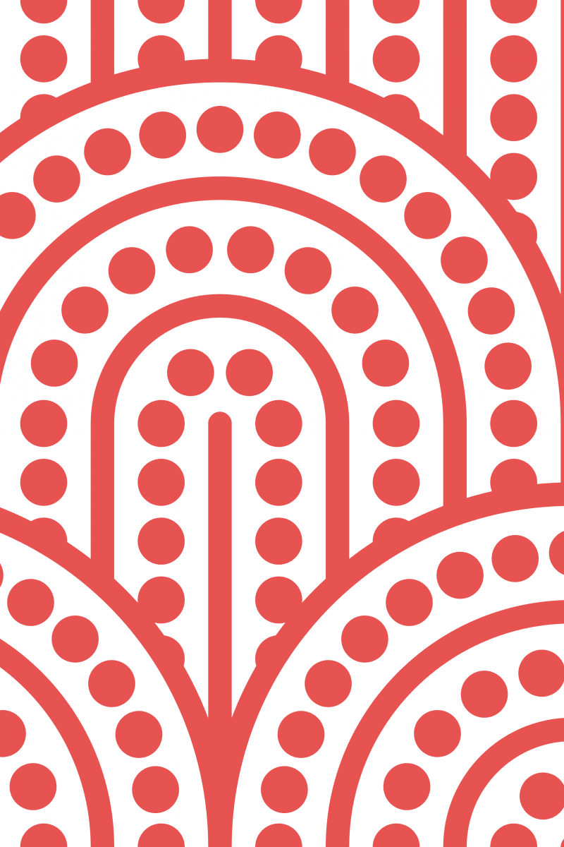 Geometric Pattern: Arch Dot: White Background / Red Wolf