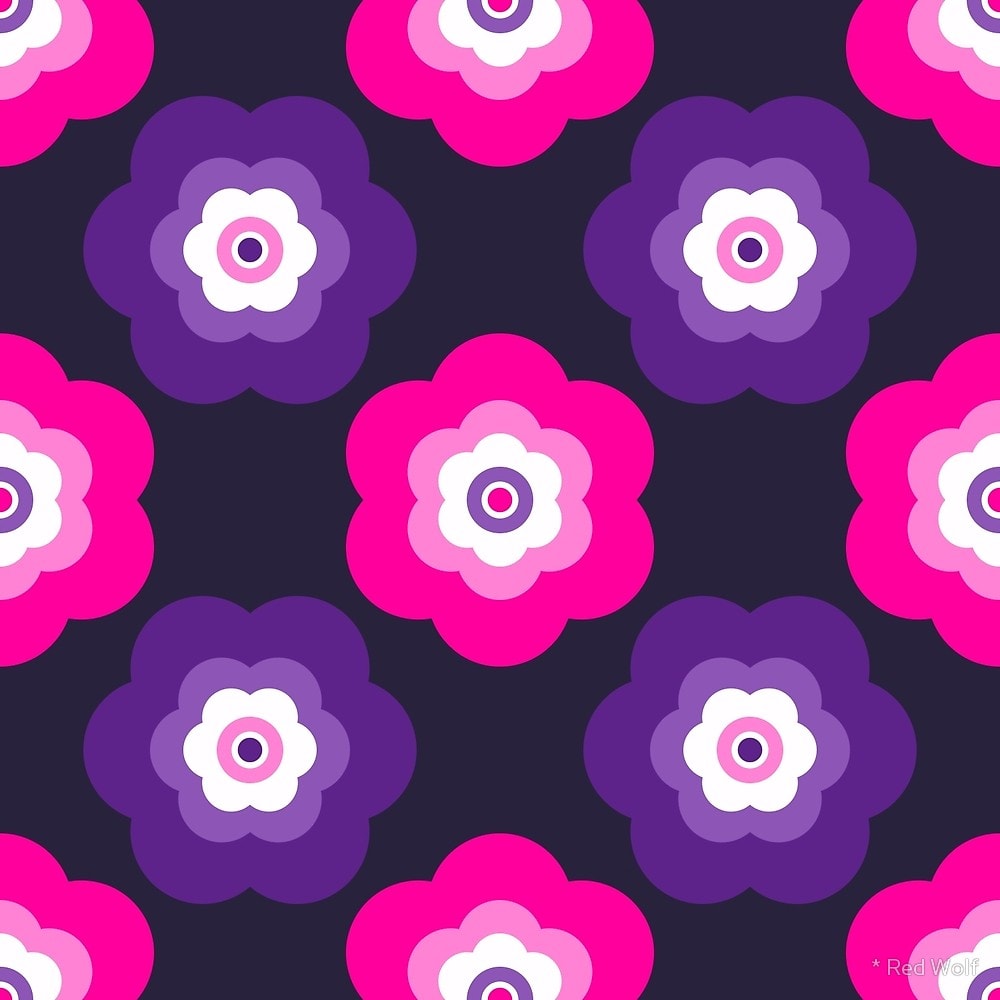 Geometric Pattern: Six Petal Flower / Red Wolf