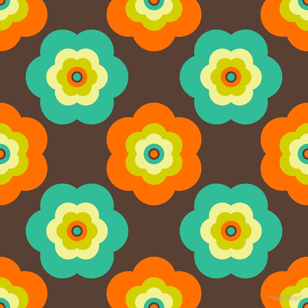 Geometric Pattern: Six Petal Flower / Red Wolf