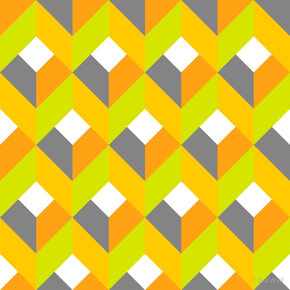 Geometric Pattern: Box / Red Wolf