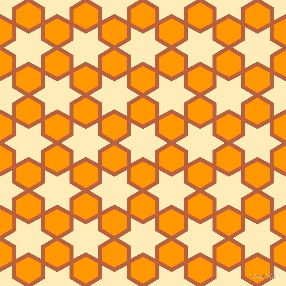Geometric Pattern: Star Hexagon / Red Wolf