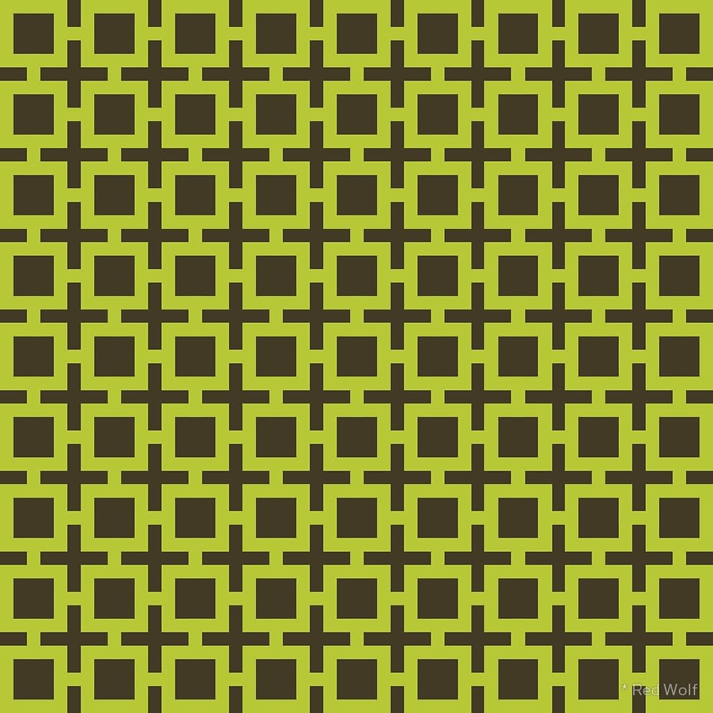 Geometric Pattern: Square + Cross / Red Wolf