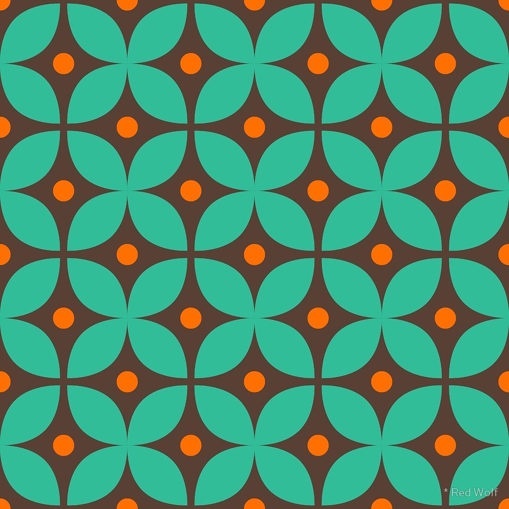 Geometric Pattern: Stylised Flower / Red Wolf