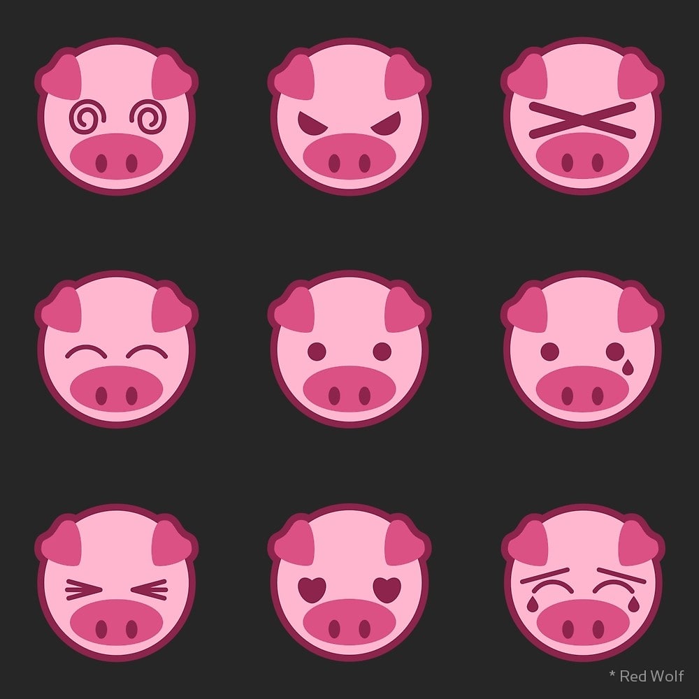 Pig Emoji / Red Wolf