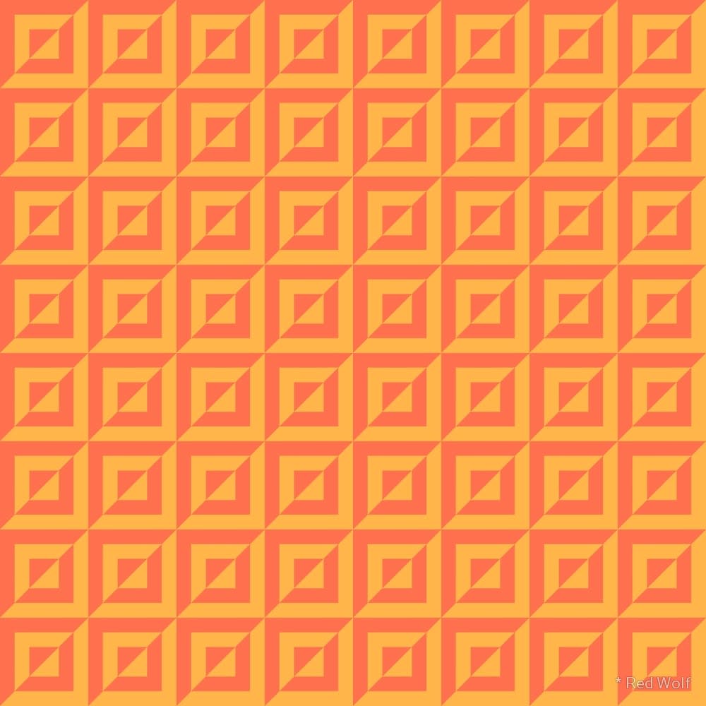 Geometric Pattern: Square Split / Red Wolf