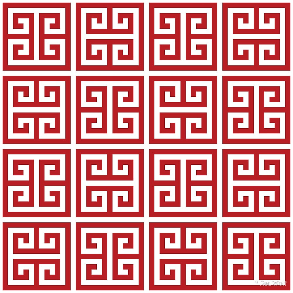 Geometric Pattern: Key Bridge Alternate / Red Wolf