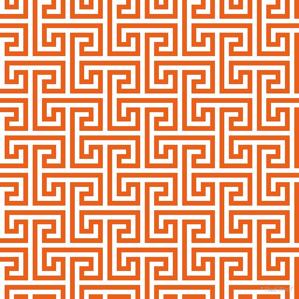 Geometric Pattern: Key Bridge Interlock Negative / Red Wolf