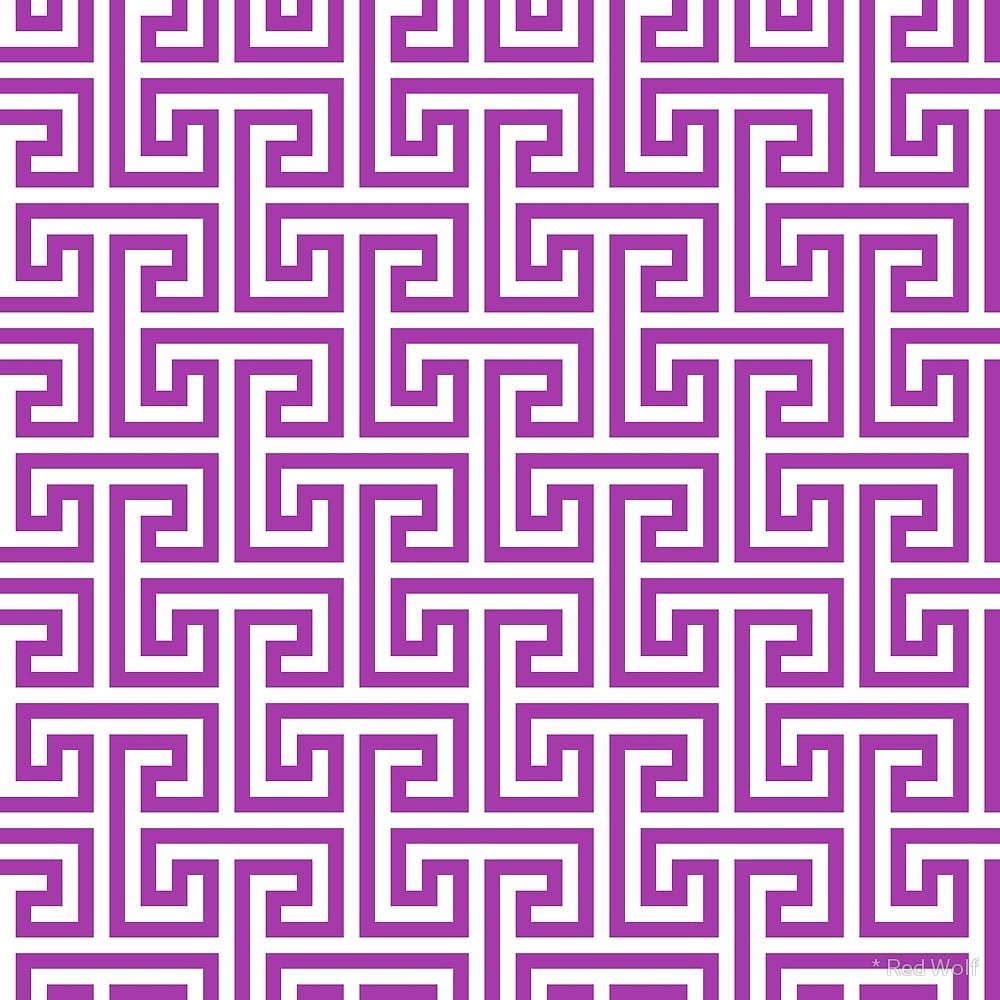 Geometric Pattern: Key Bridge Interlock Negative / Red Wolf