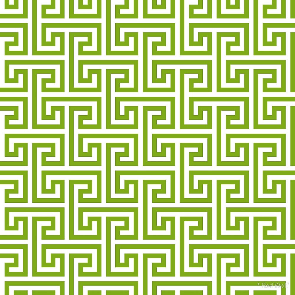 Geometric Pattern: Key Bridge Interlock Negative / Red Wolf