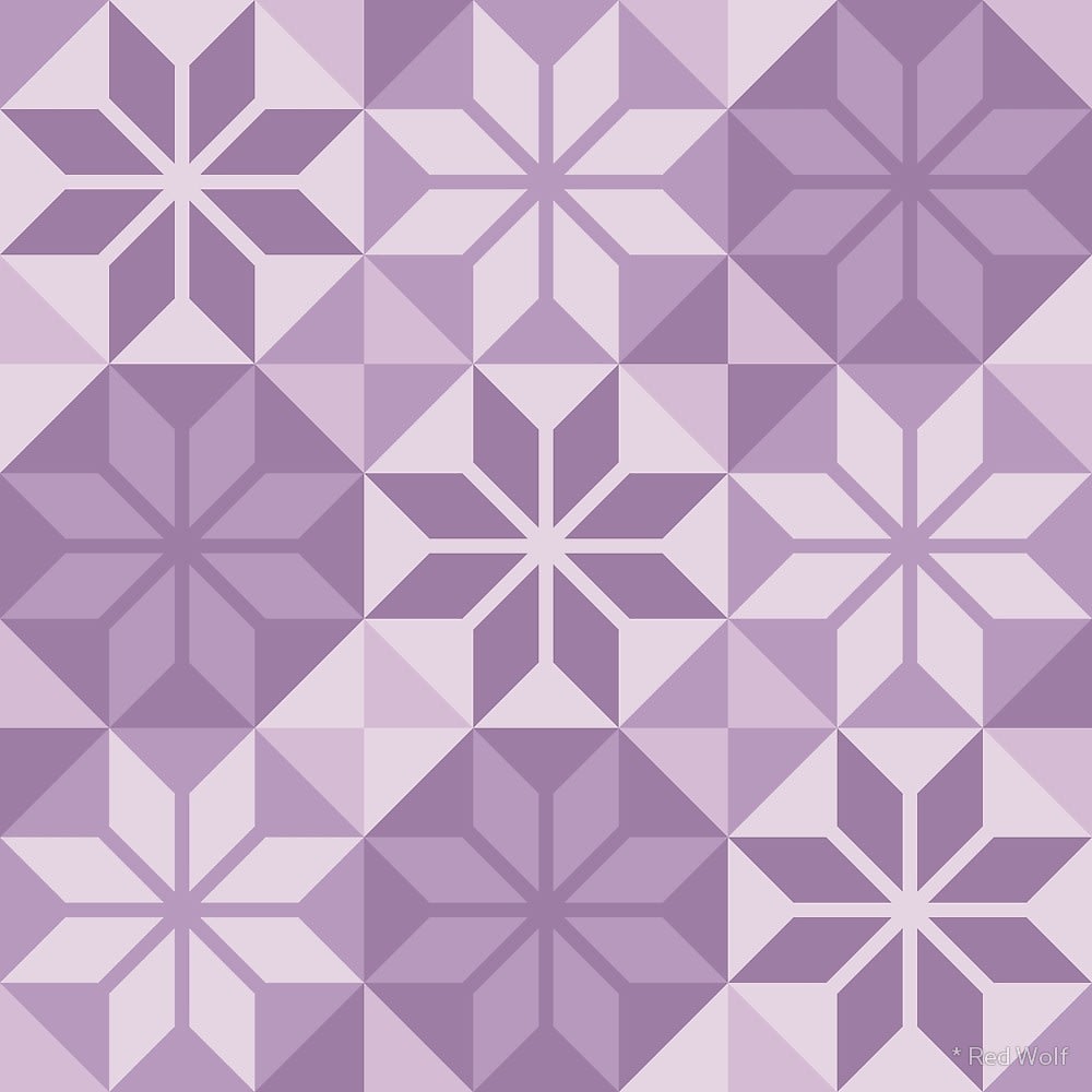 Geometric Pattern: Eight Petal Flower / Red Wolf