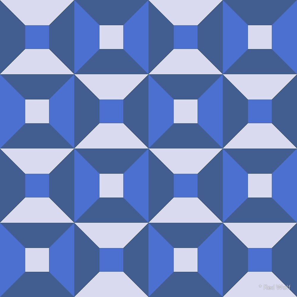 Geometric Pattern: Square Check / Red Wolf