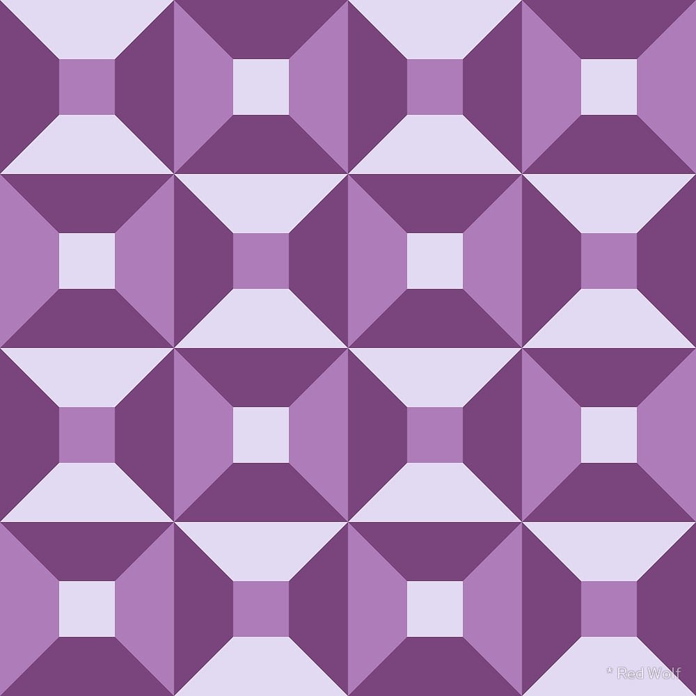 Geometric Pattern: Square Check / Red Wolf