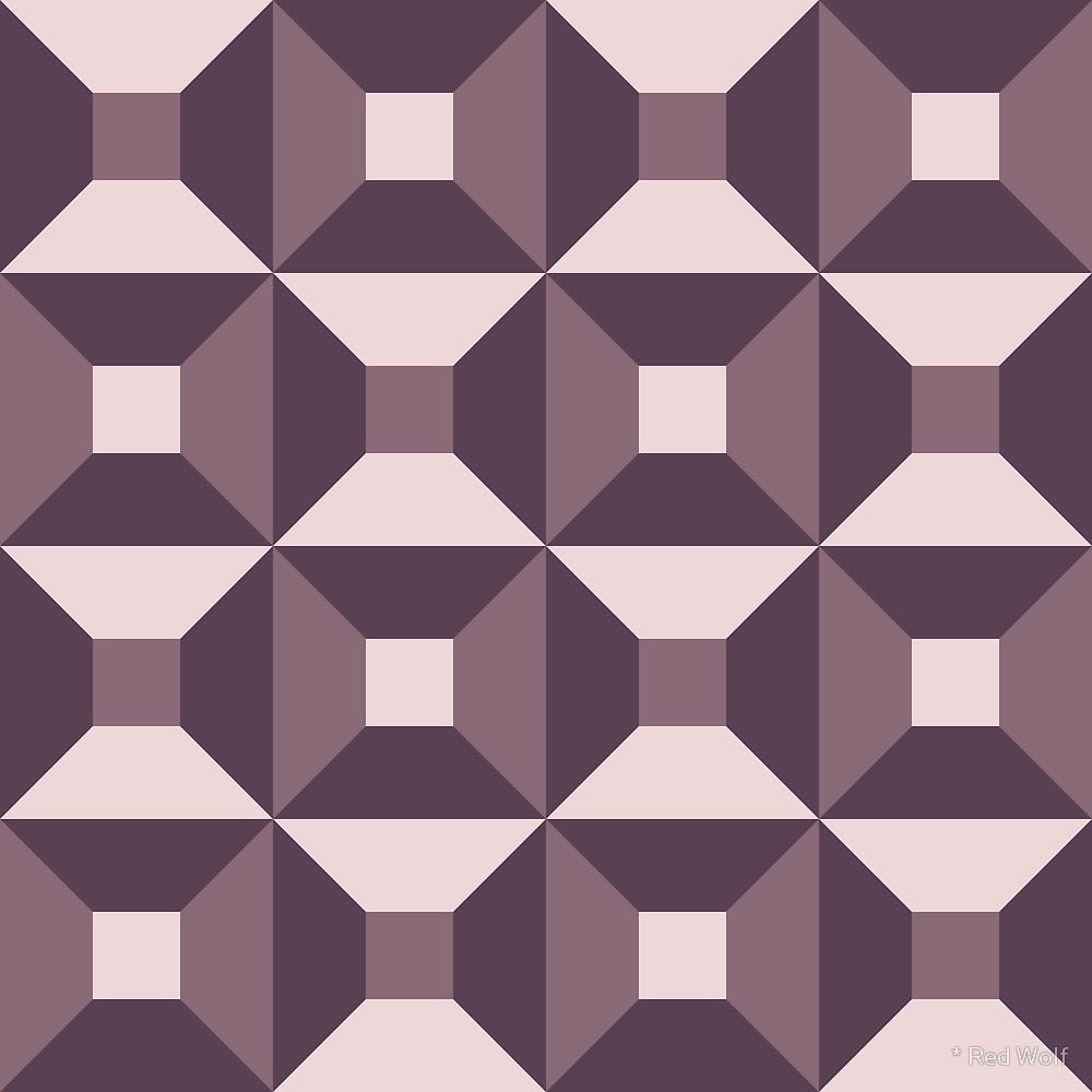 Geometric Pattern: Square Check / Red Wolf