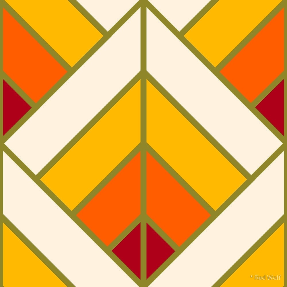 Geometric Pattern: Art Deco Diamond / Red Wolf