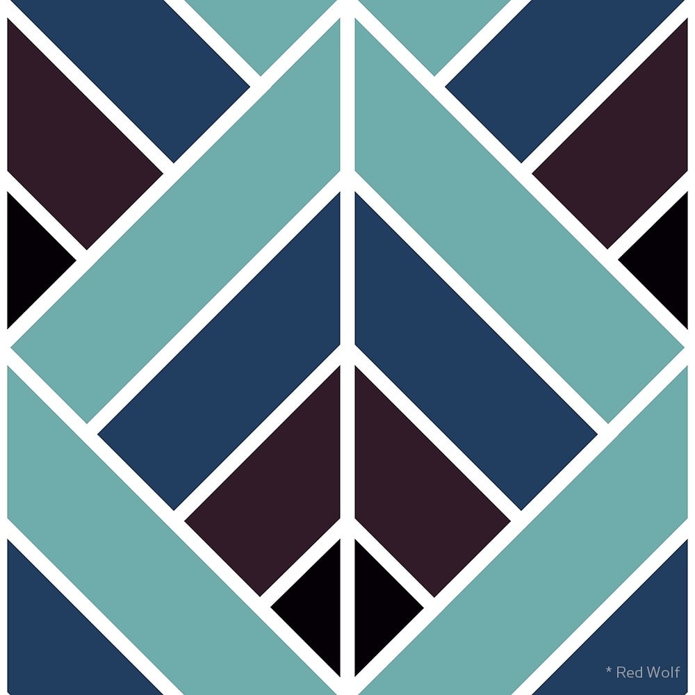 Geometric Pattern: Art Deco Diamond / Red Wolf