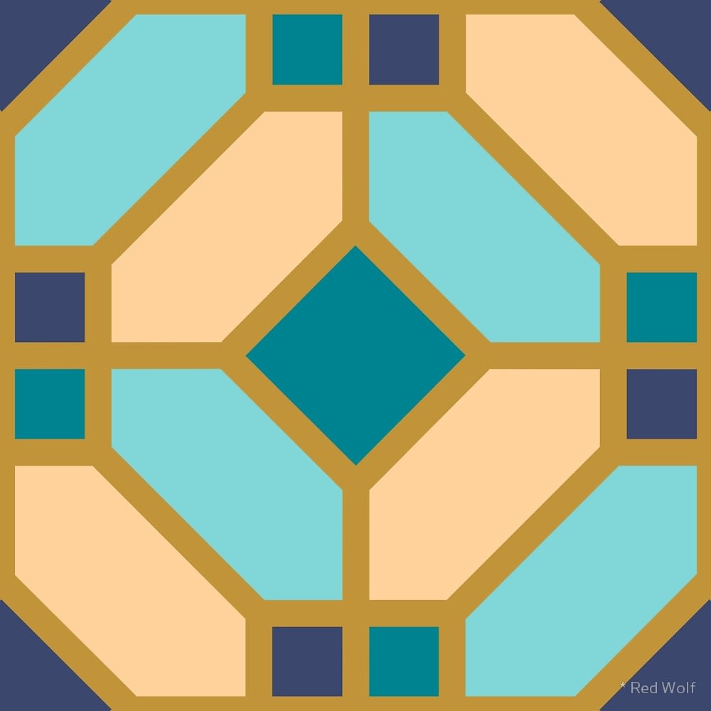 Geometric Pattern: Art Deco Tile / Red Wolf