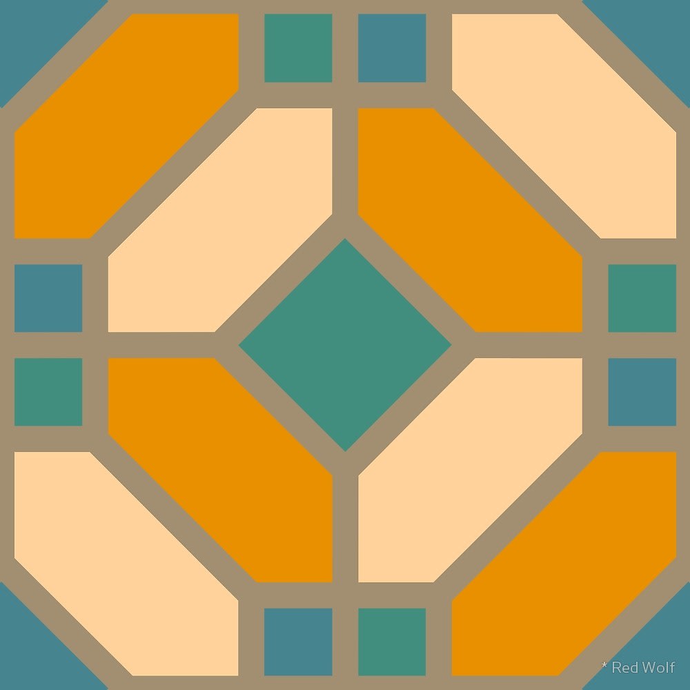 Geometric Pattern: Art Deco Tile / Red Wolf