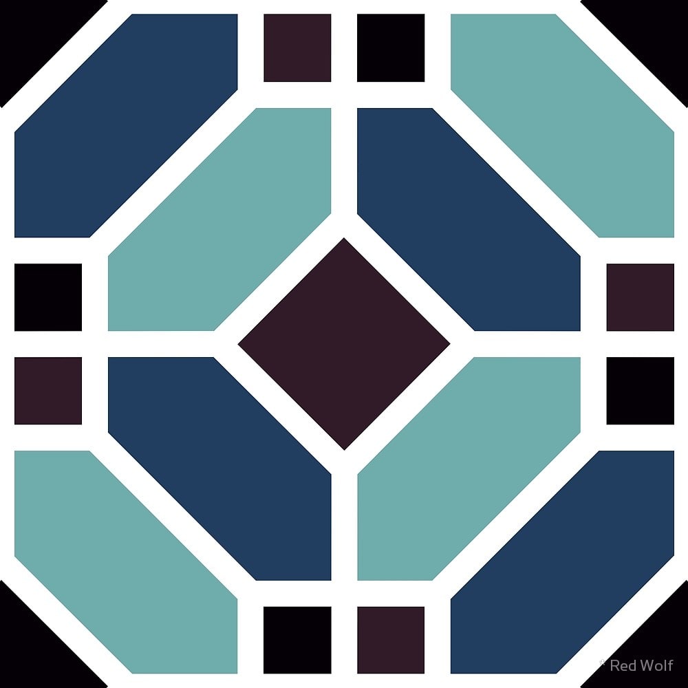 Geometric Pattern: Art Deco Tile / Red Wolf