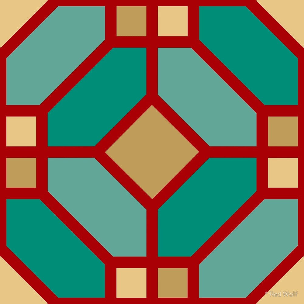 Geometric Pattern: Art Deco Tile / Red Wolf