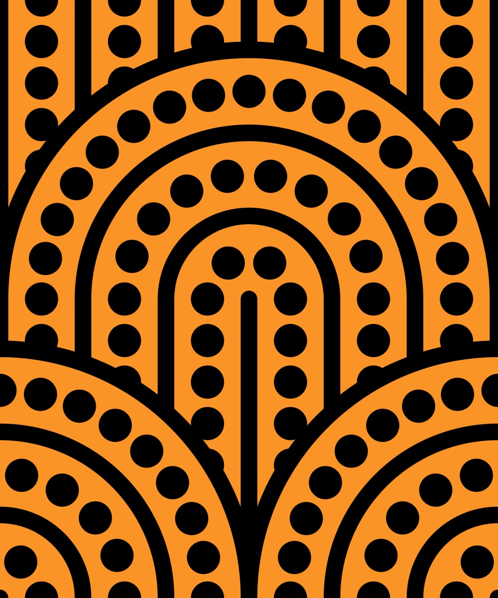 Geometric Pattern: Arch Dot: Black Outline / Red Wolf