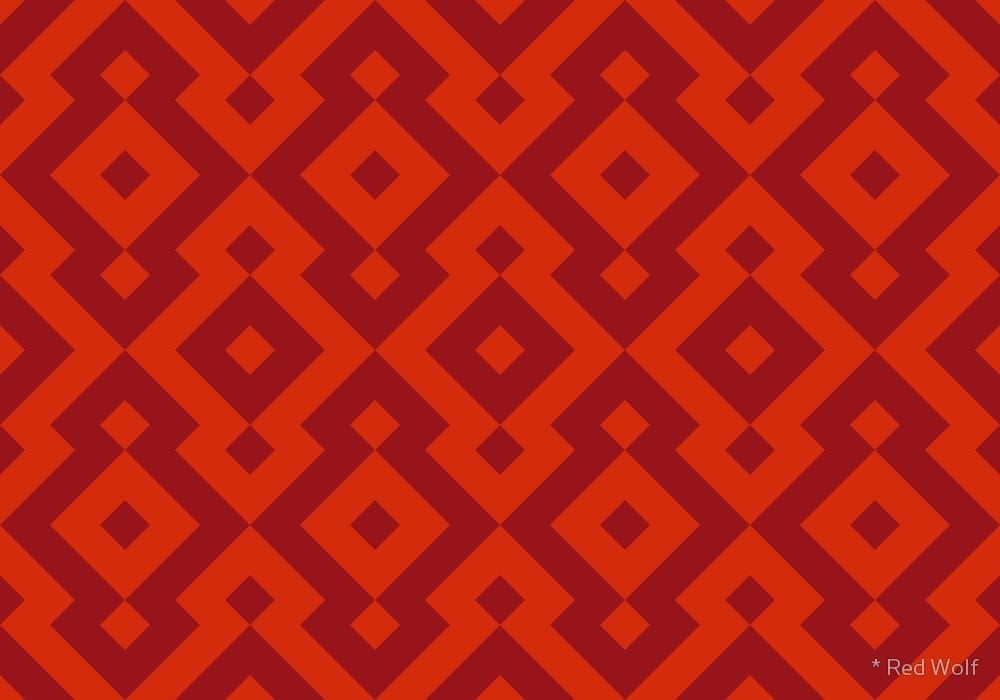 Geometric Pattern: Diamond / Red Wolf