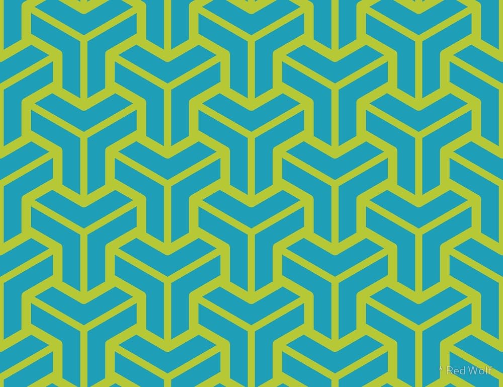 Geometric Pattern: Pipes: Magenta + Green / Red Wolf