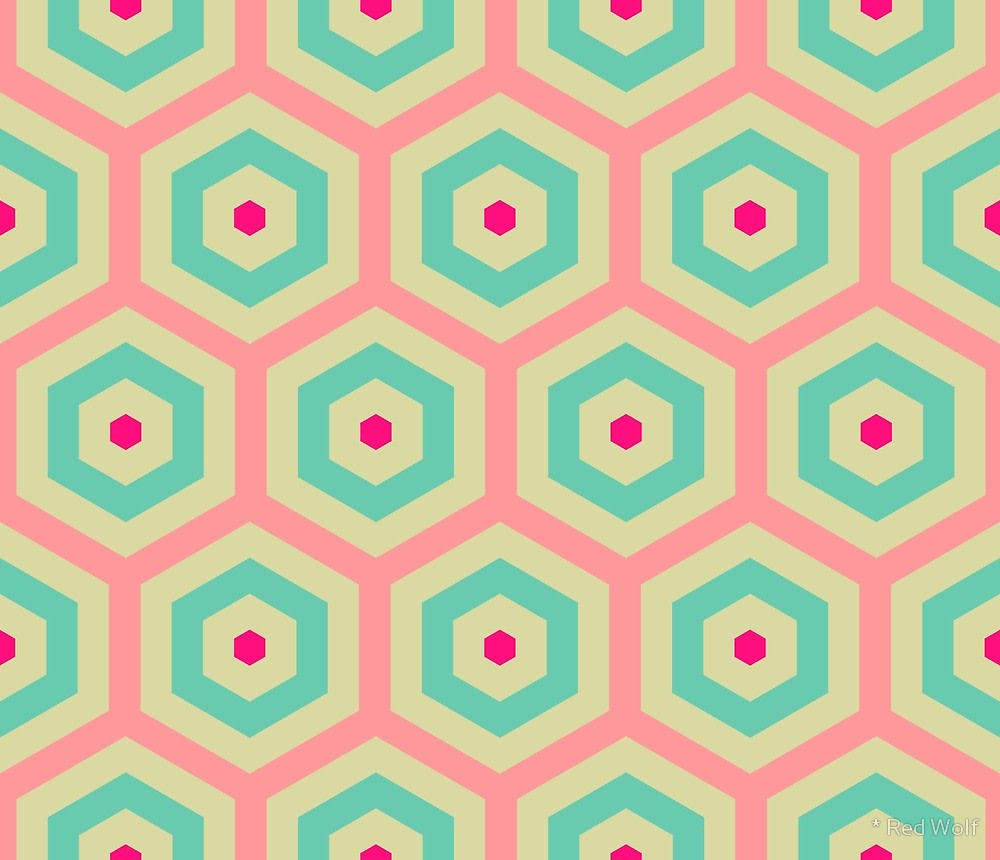 Geometric Pattern: Hexagon Hive / Red Wolf