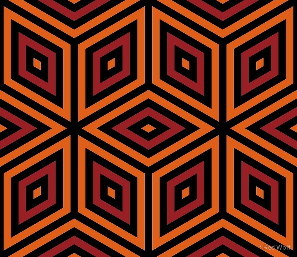 Geometric Pattern: Nested Cubes / Red Wolf