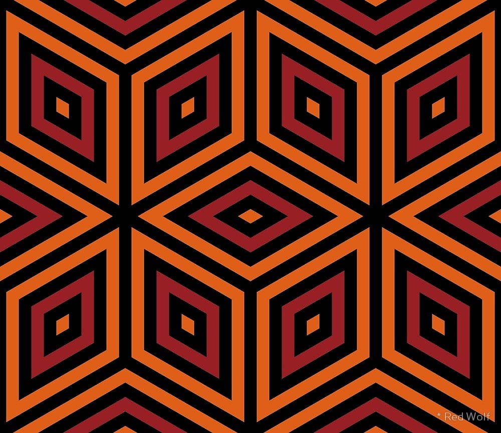 Geometric Pattern: Nested Cubes / Red Wolf