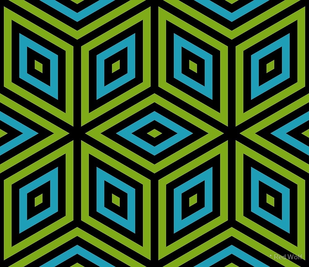 Geometric Pattern: Nested Cubes / Red Wolf