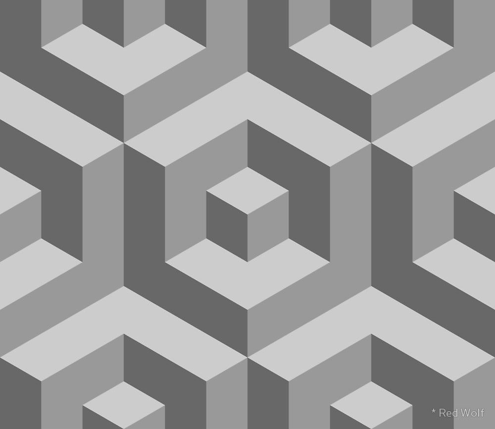 Geometric Pattern: Cube Inset / Red Wolf