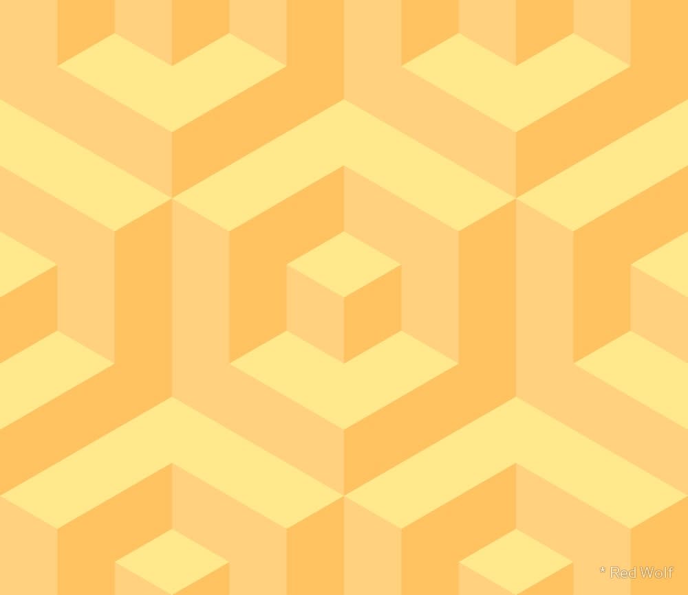 Geometric Pattern: Cube Inset / Red Wolf