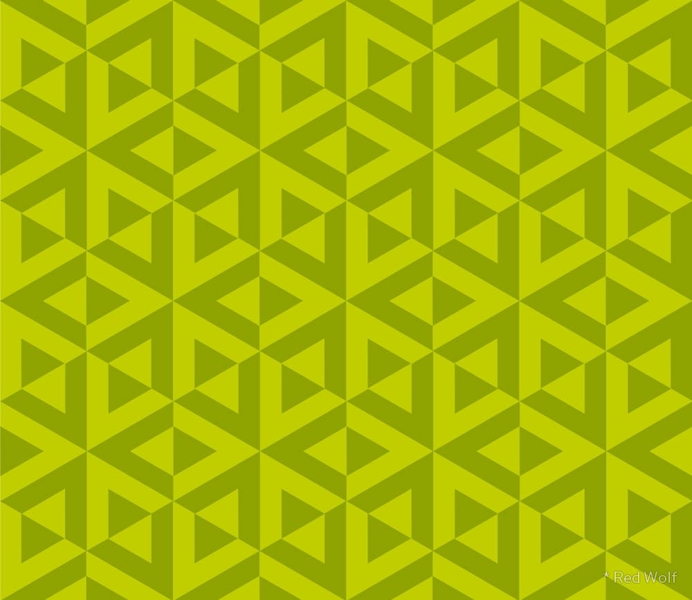 Geometric Pattern: Cube Split / Red Wolf