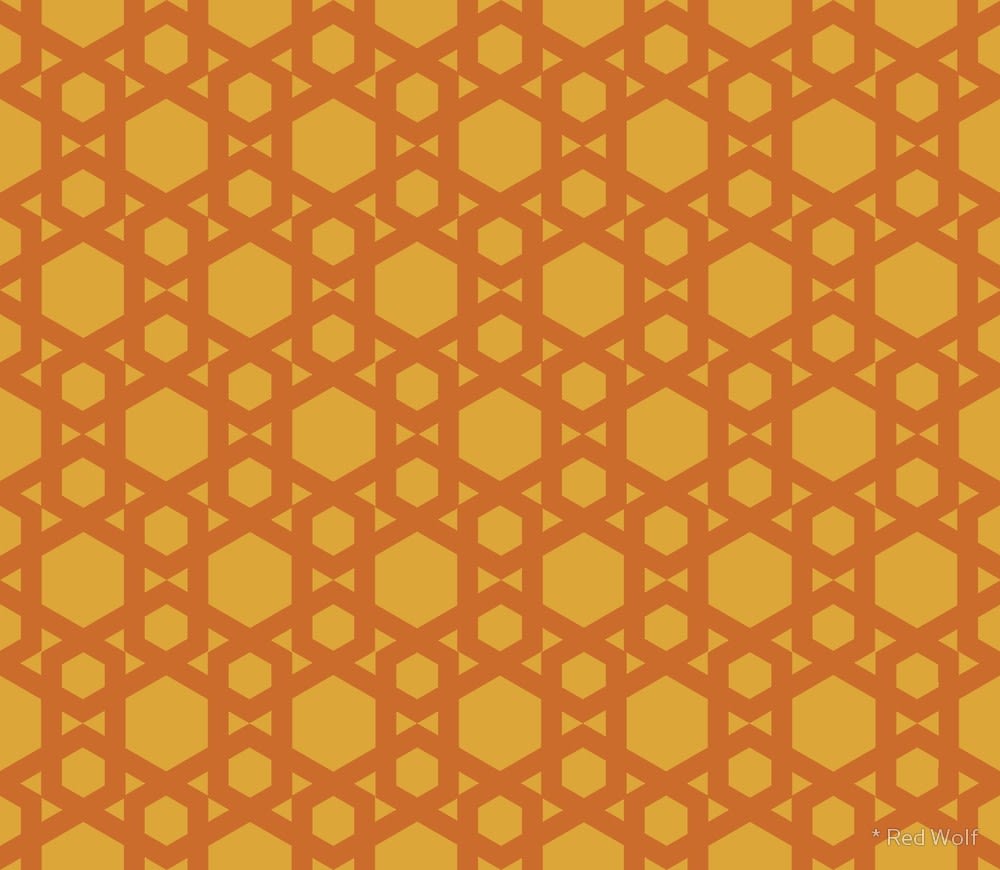 Geometric Pattern: Hexagon / Red Wolf