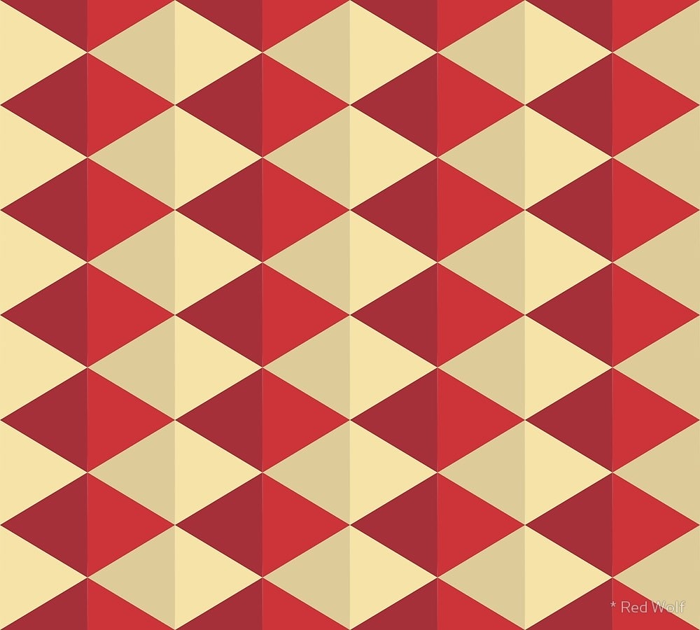 Geometric Pattern: Split Diamond / Red Wolf