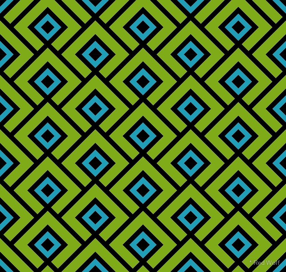 Geometric Pattern: Layered Diamonds / Red Wolf