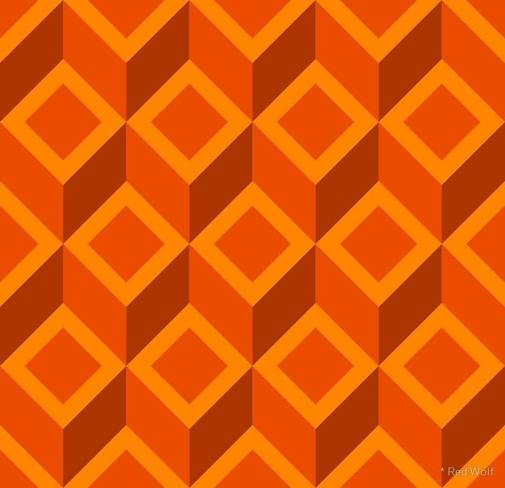 Geometric Pattern: Diamond Chevron / Red Wolf