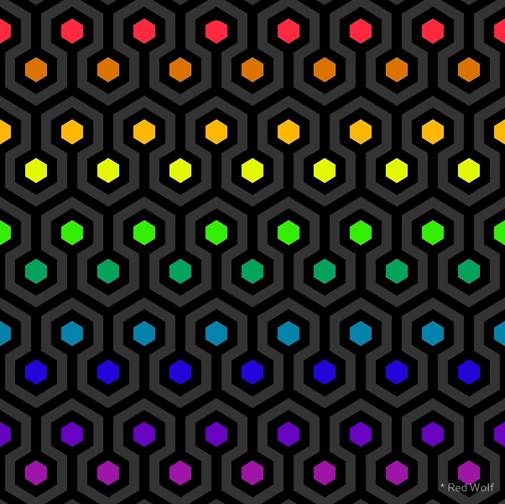 Geometric Pattern: Looped Hexagons / Red Wolf