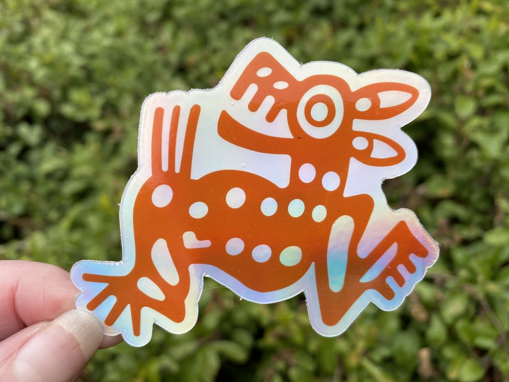 Blue + orange wolf holographic stickers / Red Wolf