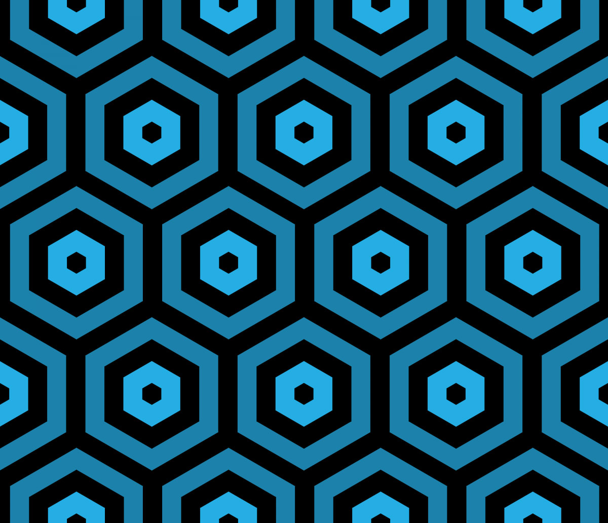 Geometric Pattern: Hexagon Hive: Dark Negative / Red Wolf