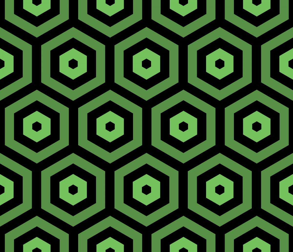 Geometric Pattern: Hexagon Hive: Dark Negative / Red Wolf