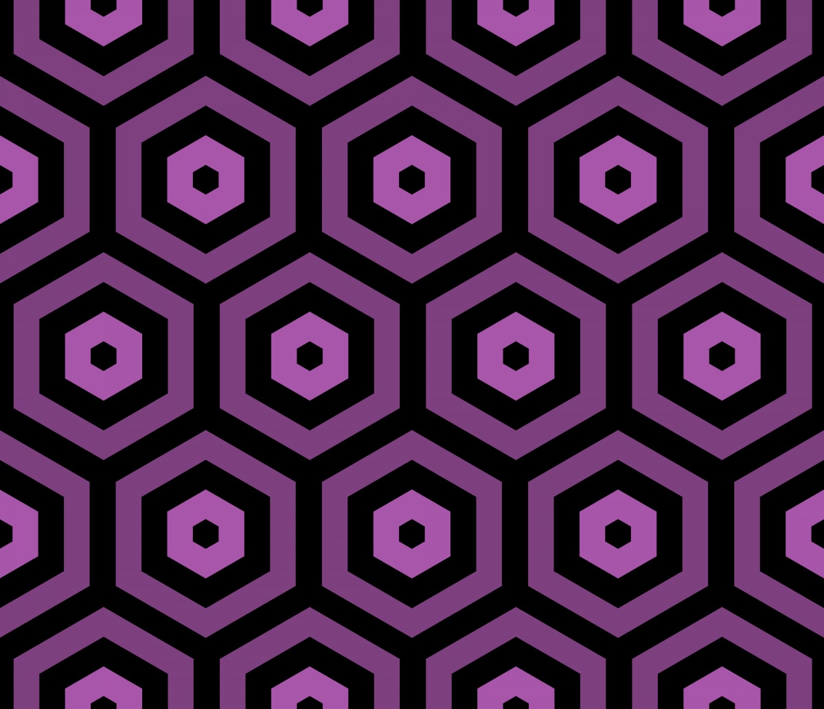 Geometric Pattern: Hexagon Hive: Dark Negative / Red Wolf