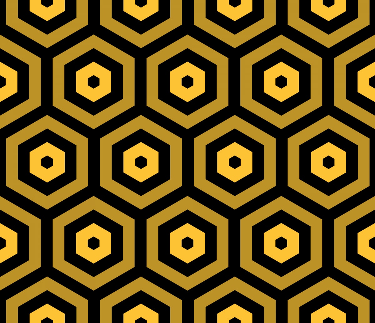 Geometric Pattern: Hexagon Hive: Dark Negative / Red Wolf